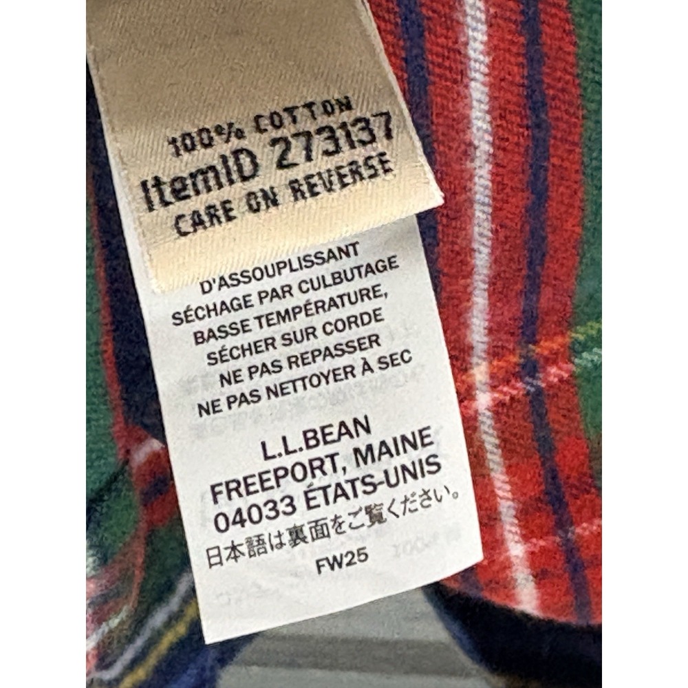 LL Bean Flannel Shirt Women M Relaxed Fit Scotch Plaid Long Sleeve Button Up NEW - Picture 6 of 8